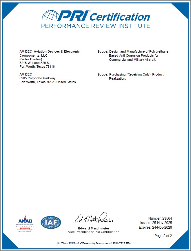 Av-DEC ISO 1901 Certificate Page 2