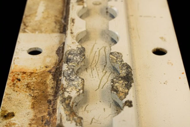 Photo of corroded seat track